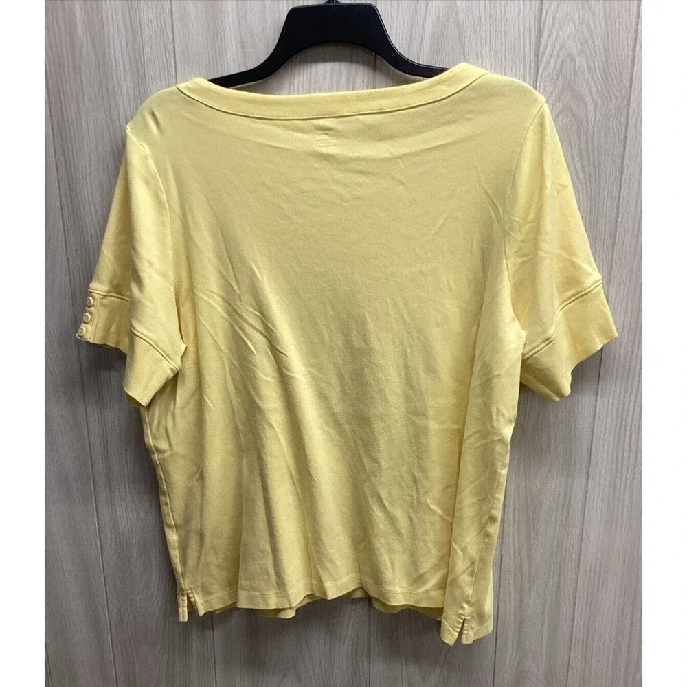 CJ BANKS Women's (Size 3X) Short Sleeve Round Neck‎ T-Shirt Button Accent Cotton